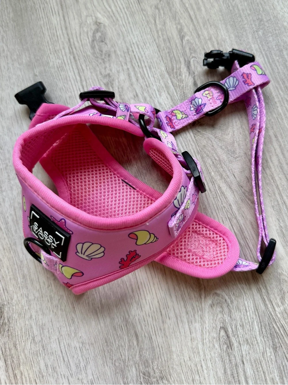 Sassy Woof - Pink Seashell print - Pet / Dog Harness - size Small